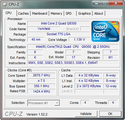 CPU-Z ... Údaje o procesore