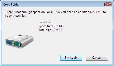 Málo miesta na disku - Windows Vista alebo 7 1