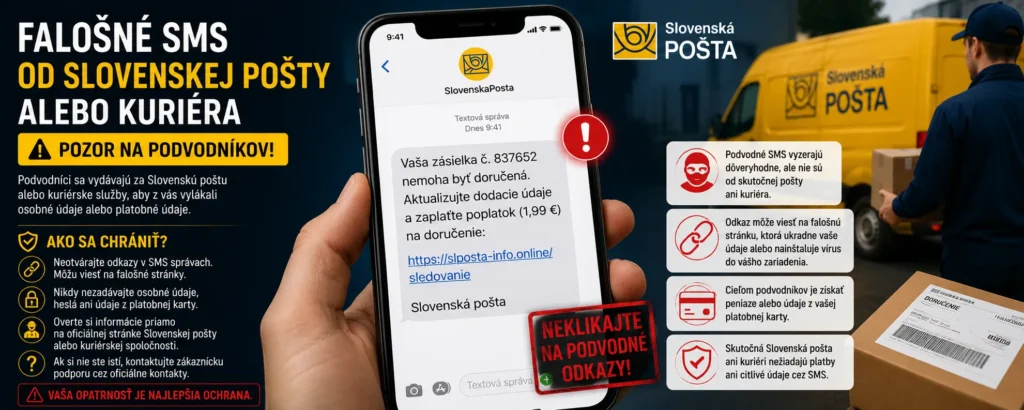 Falošné SMS od Slovenskej pošty alebo kuriéra – upozornenie na internetový podvod