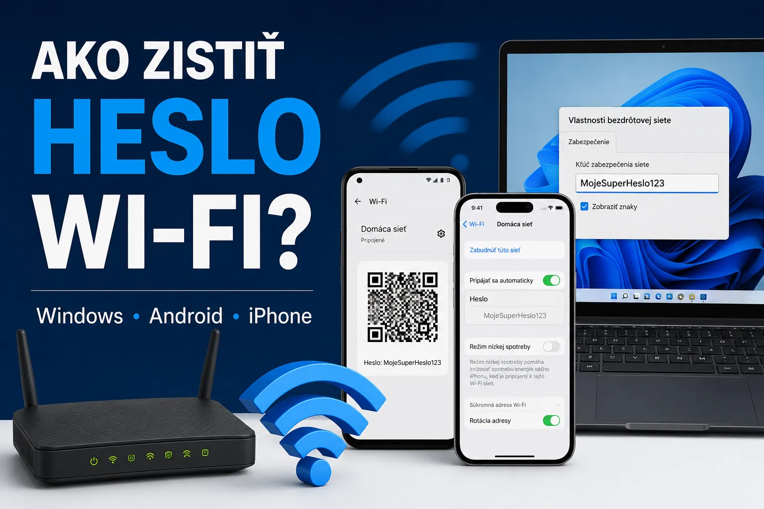 Ako zistiť heslo Wi-Fi vo Windows, Androide a iPhone