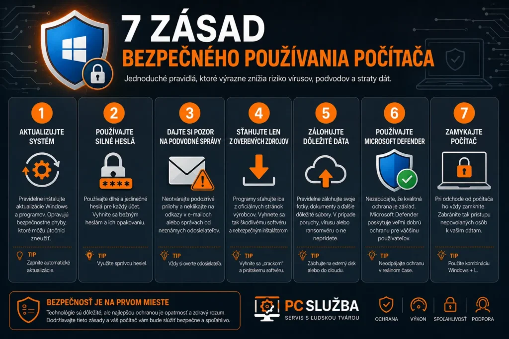 7 zásad bezpečného používania počítača – tipy na ochranu pred vírusmi a podvodmi