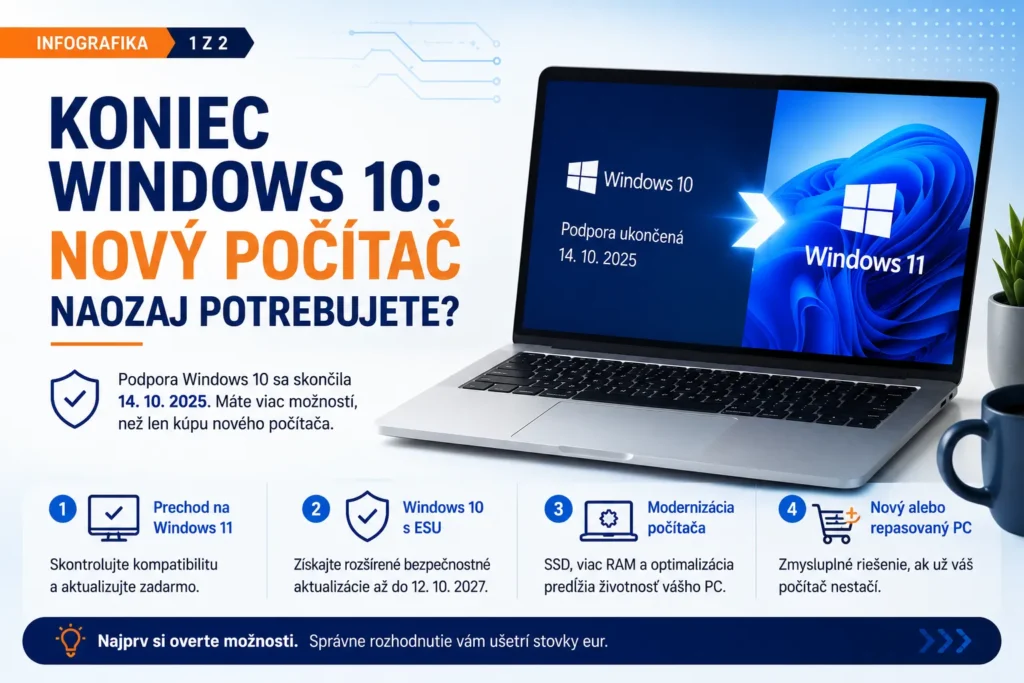 Infografika – možnosti po skončení podpory Windows 10 pred kúpou nového počítača