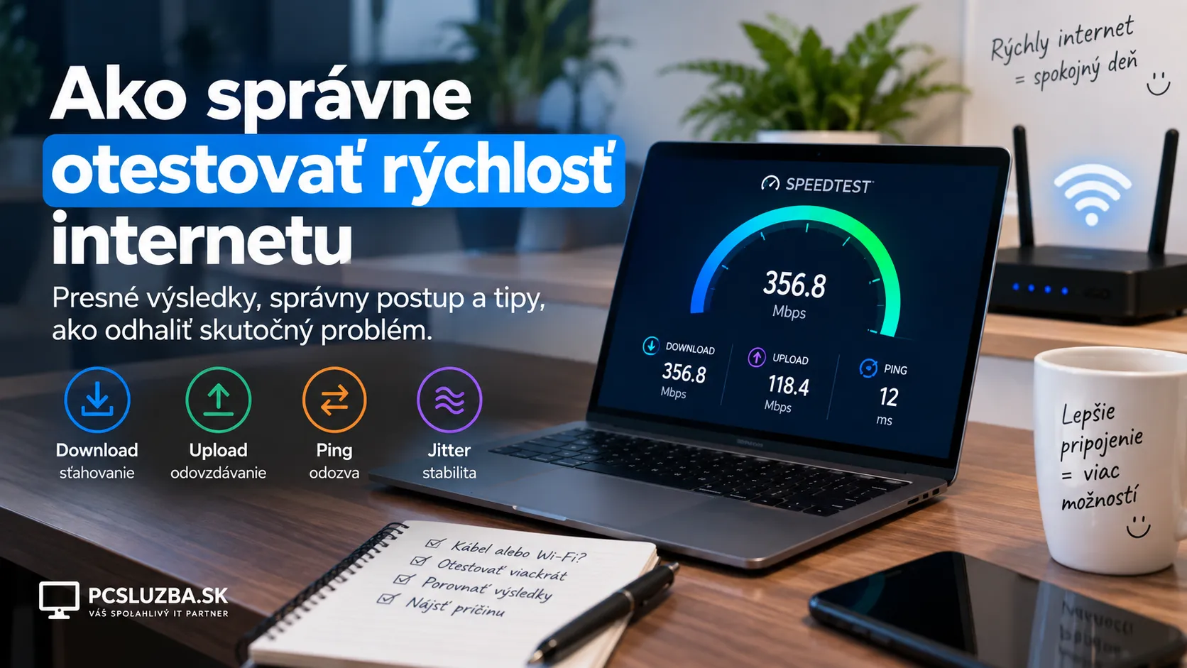 Ako správne otestovať rýchlosť internetu – speedtest, download, upload, ping a Wi-Fi
