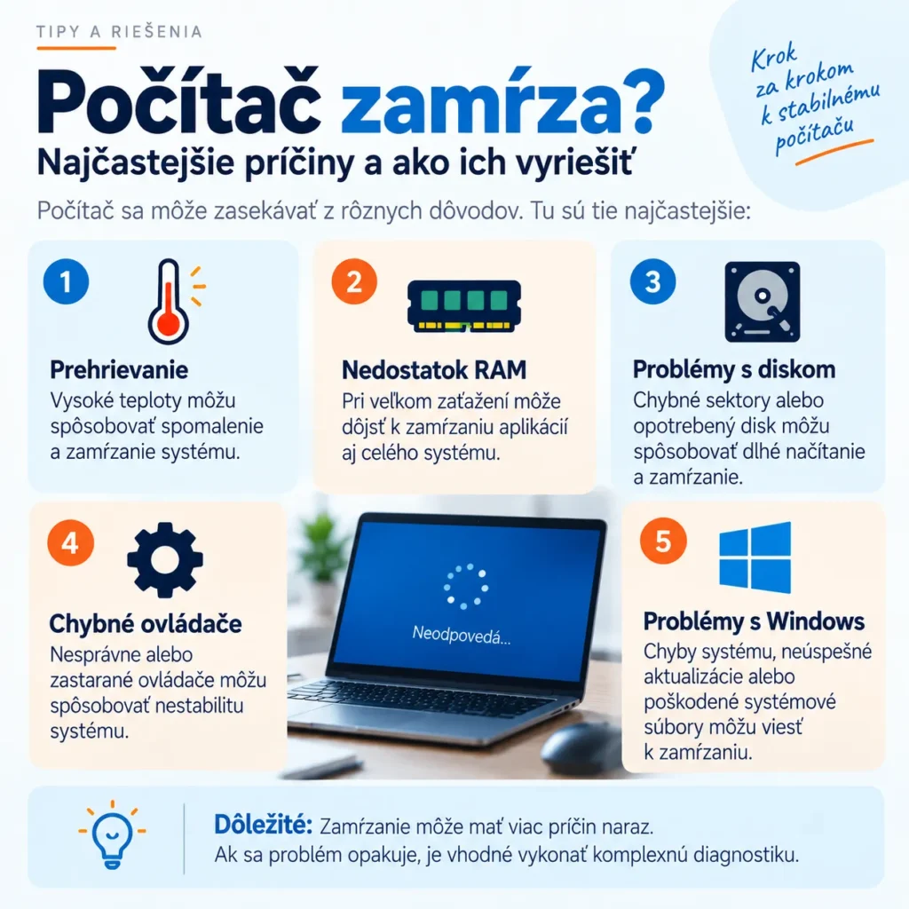 Najčastejšie príčiny, prečo počítač zamŕza